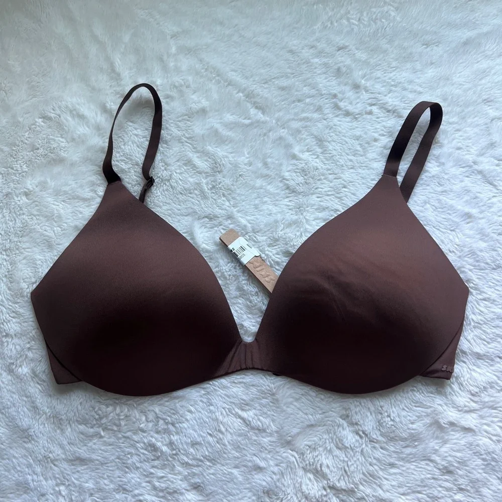SKIMS Women's Wireless Form Super Push-Up Bra Cocoa Brown 36DD BA-PLG-2632 NEW